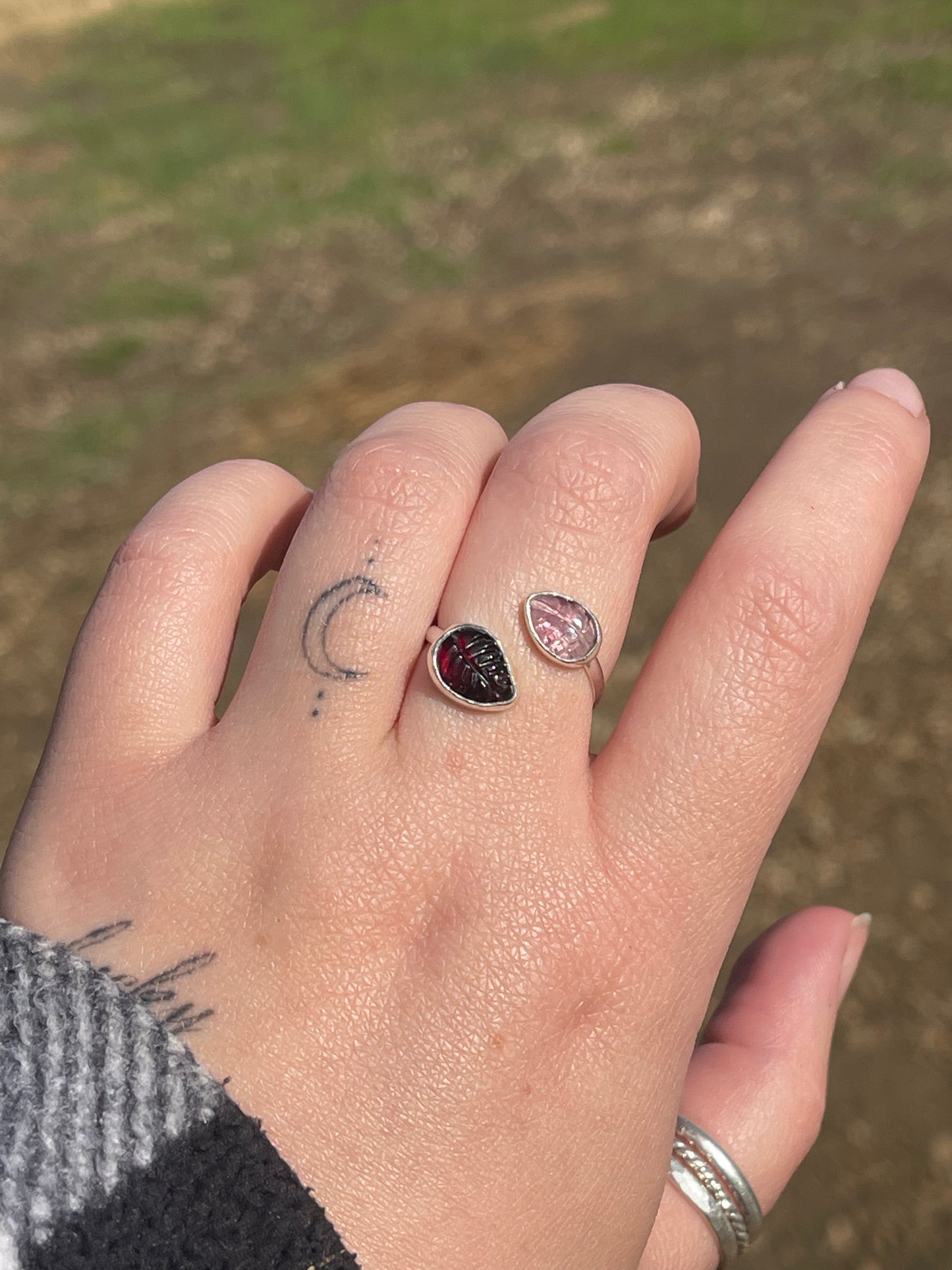 Tourmaline Leaf Adjustable Ring