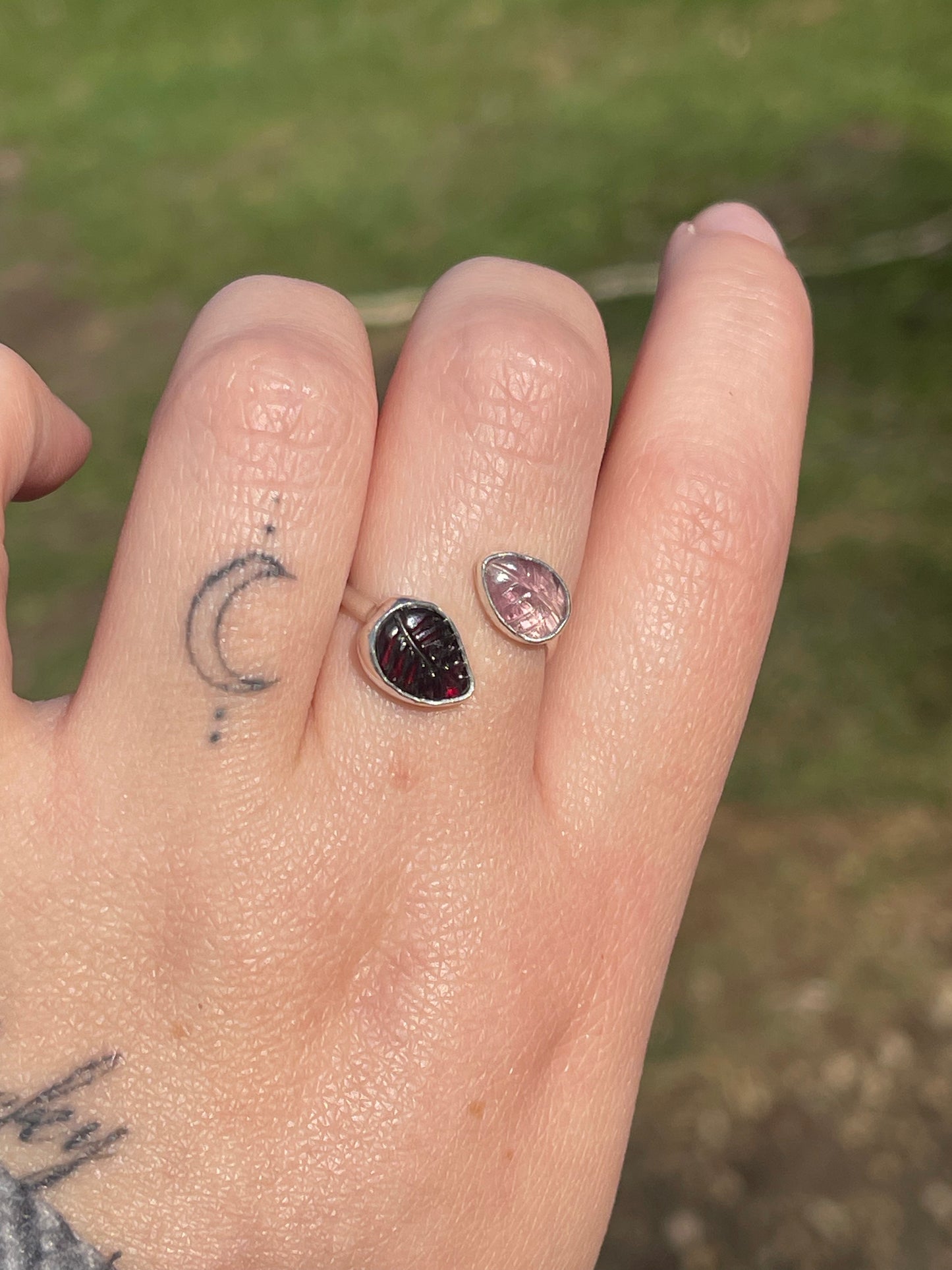 Tourmaline Leaf Adjustable Ring
