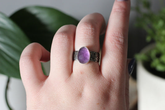 Amethyst Floral Ring // Size 10