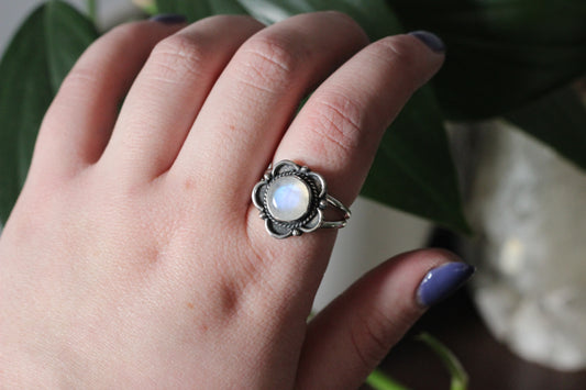Rainbow Moonflower Ring // Choose Your Size