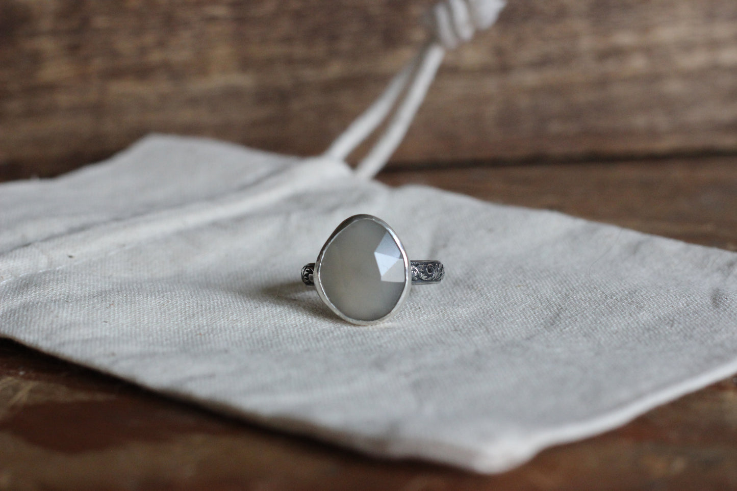 Grey Moonstone Ring // Size 9