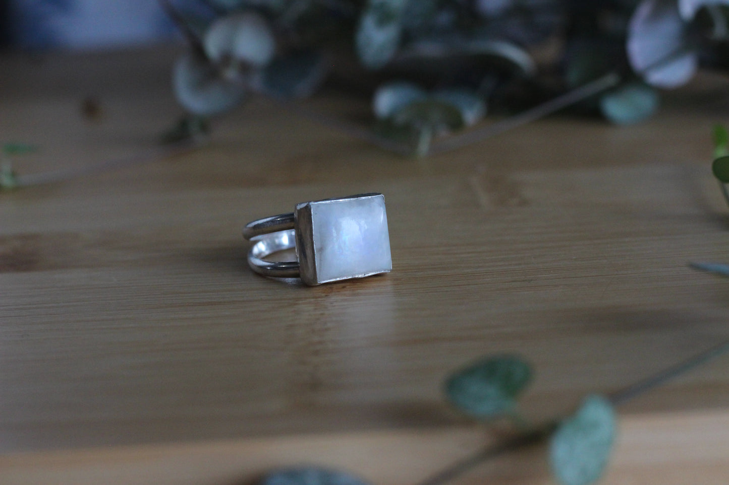 Rainbow Moonstone Ring // Size 7