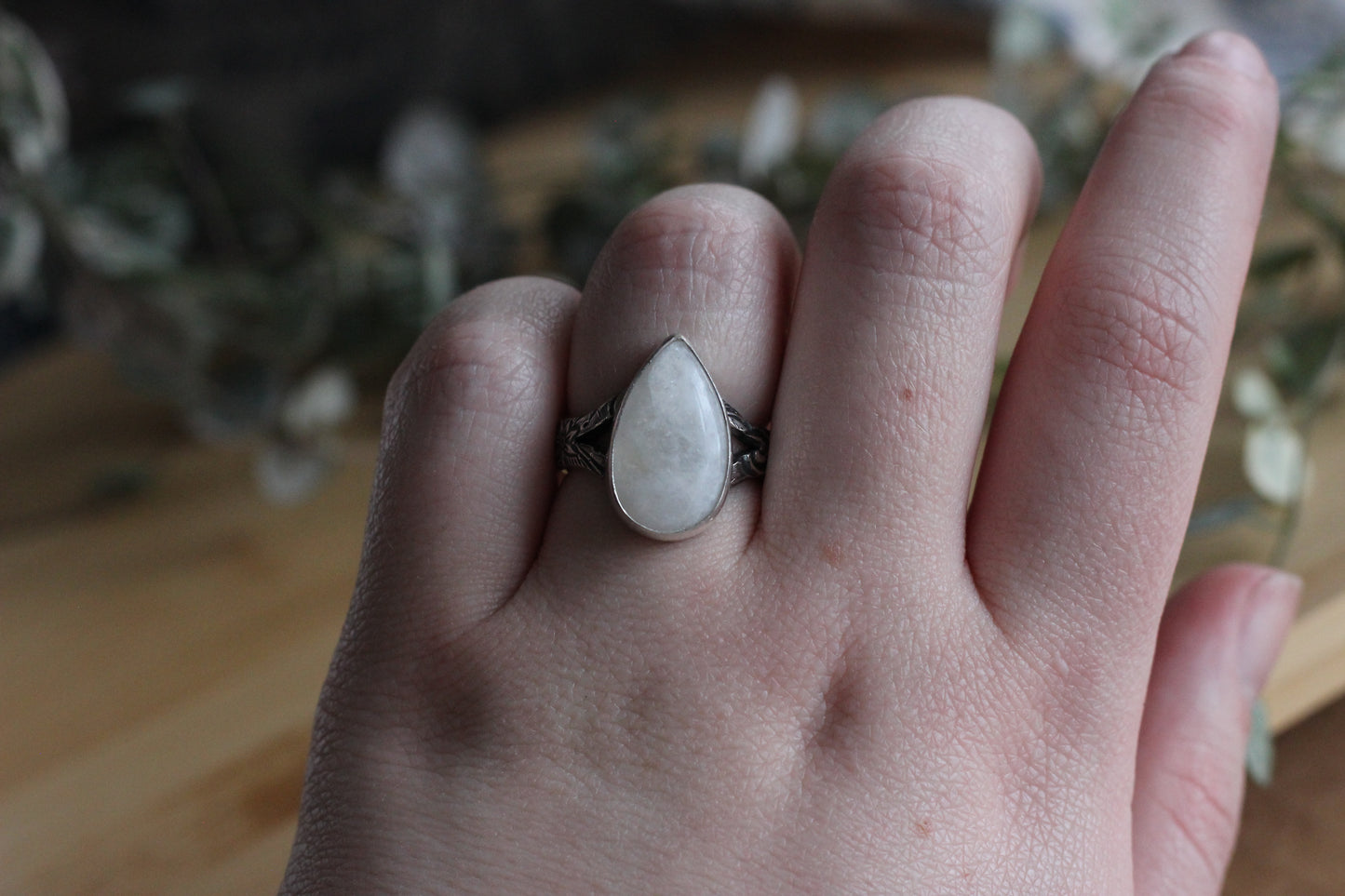 Rainbow Moonstone Ring // Size 8