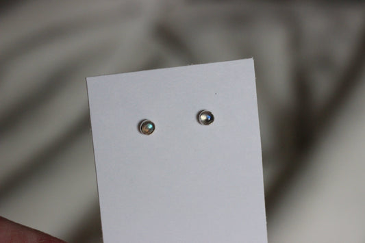 Labradorite Mini Gem Studs // Sterling Silver Earrings