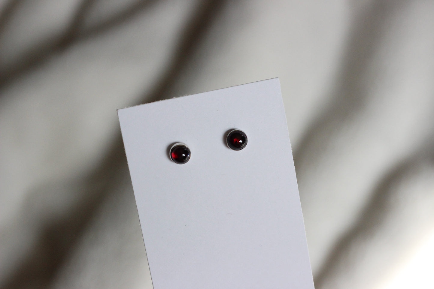 Garnet Studs // Sterling Silver Earrings