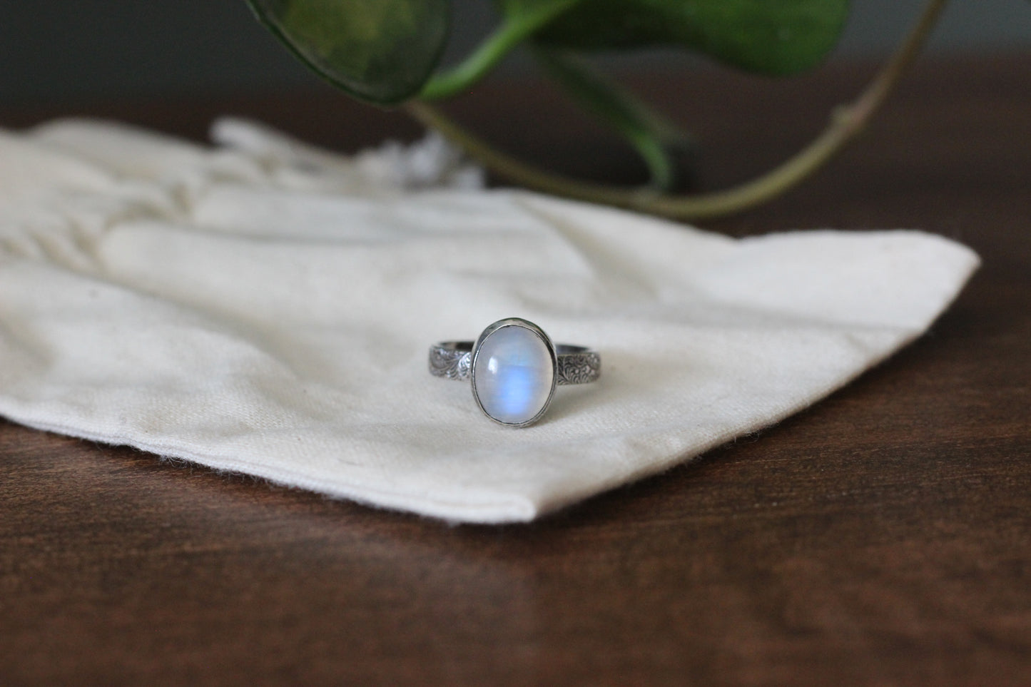 Rainbow Moonstone Ring // Size 7