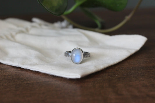 Rainbow Moonstone Ring // Size 7