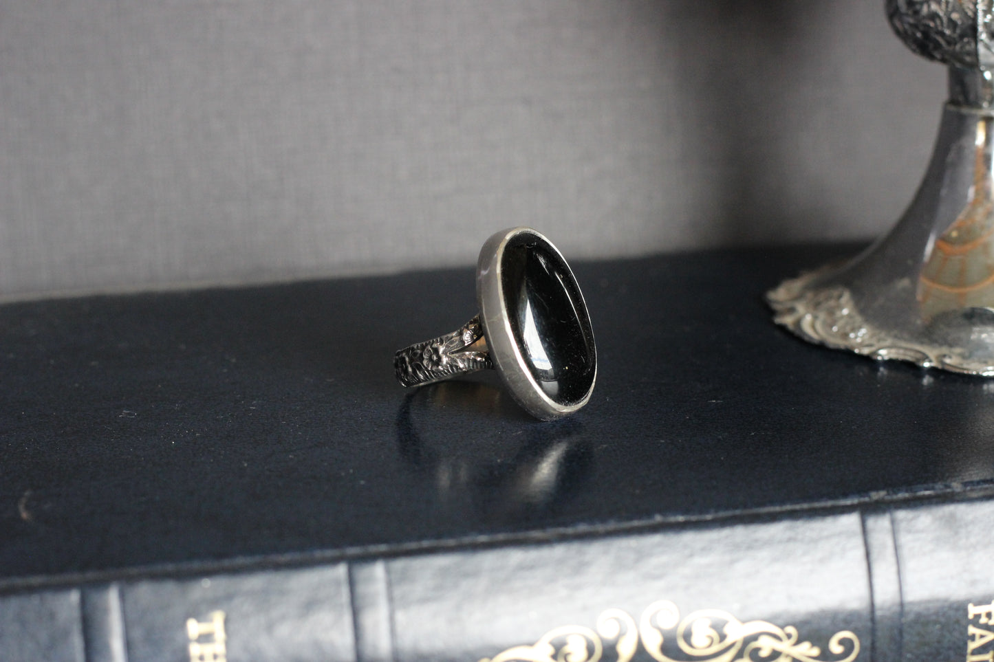 Black Obsidian Statement Ring // Size 9