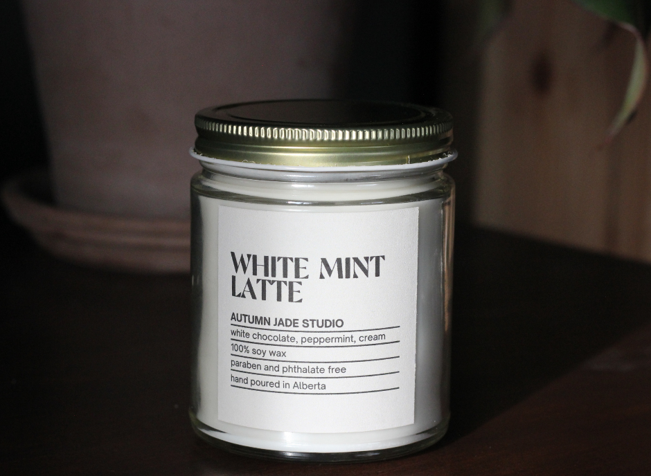 White Mint Latte // Wood Wick Candle